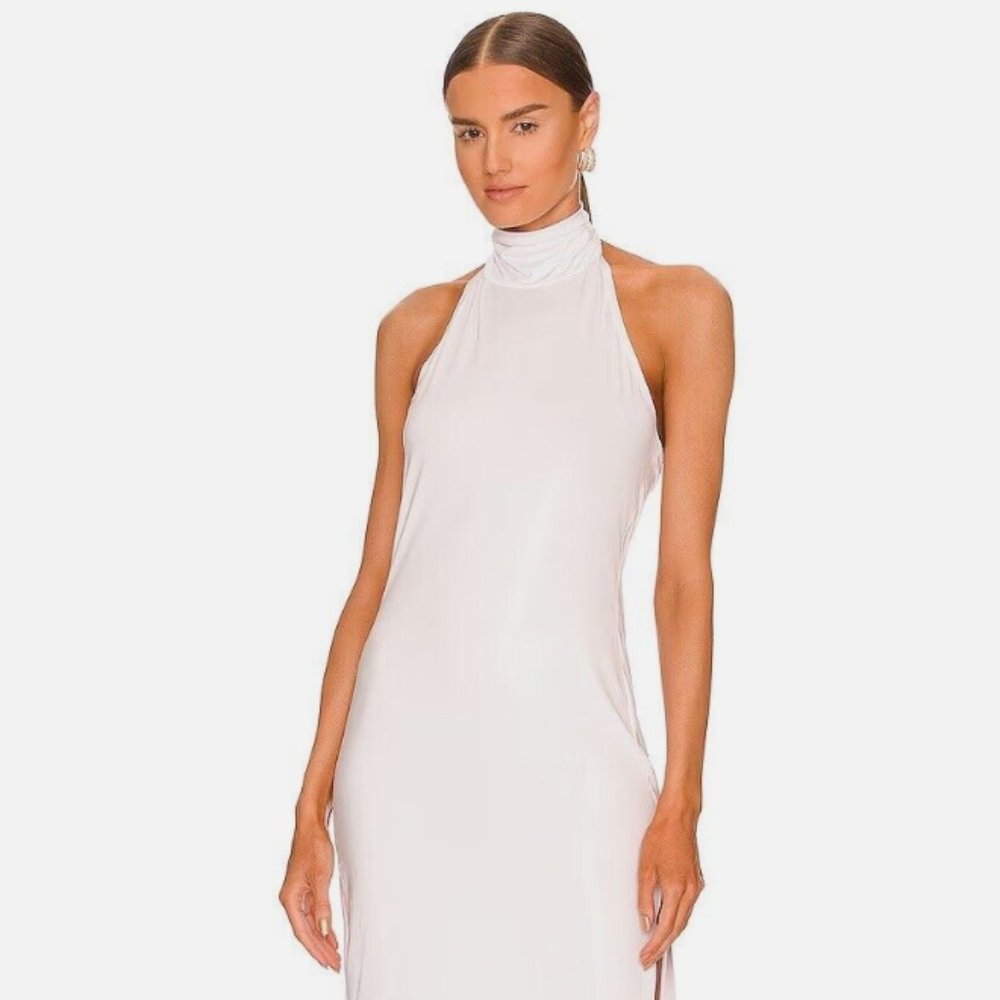 Norma Kamali Turtleneck Halter Dress White XXS